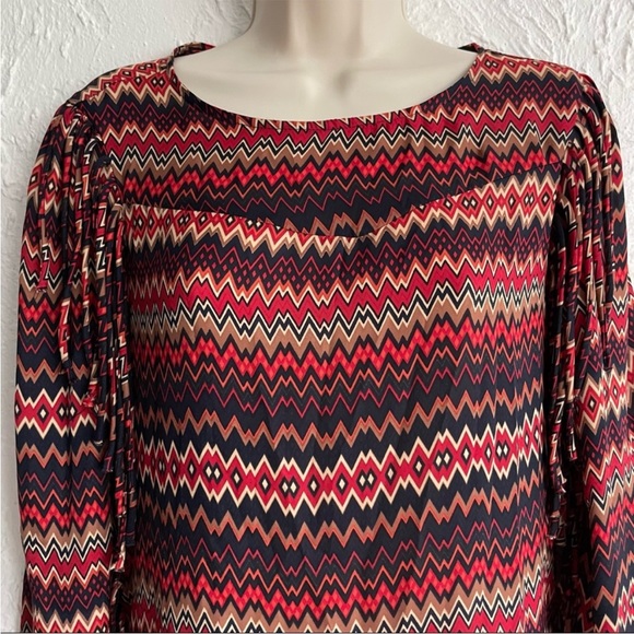 Zara Multi-colored Fringe Shift Dress Sz M - Picture 6 of 9